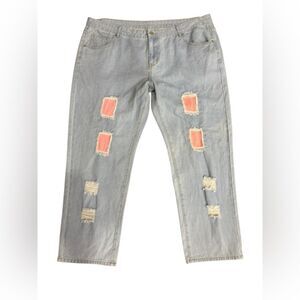 Women’s Plus Size Lt Denim Pink Distressed Jeans by Unknown Brand -size 4XL